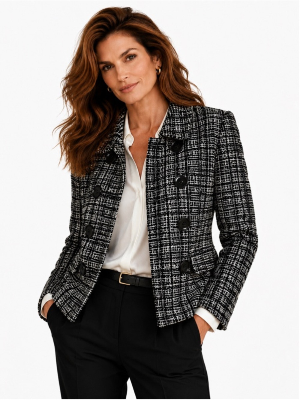 ST. EMILE (German Luxury Brand) Black & White Tweed Cropped Jacket or Blazer, 8